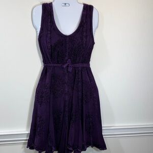 My Choice Elegant Purple embroidered bohemian Sleeveless Dress L